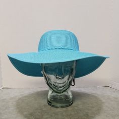 Gorgeous Light Turquoise Straw Hat. New, Never Worn. 4" Brim. 22-1/4" Around Inside Band. Wooden Bead Accents On Hatband. 1.8 Blue Wide Brim Hat For Beach Season, Light Blue Sun Hat With Curved Brim For Beach, Blue Wide Brim Sun Hat For Pool, Blue Straw Hat With Curved Brim For Pool, Light Blue Sun Hat With Curved Brim For Vacation, Blue Wide Brim Straw Hat For Pool, Blue Wide Brim Pool Hat, Light Blue Wide Brim Sun Hat For Beach, Blue Wide Brim Hat For Pool