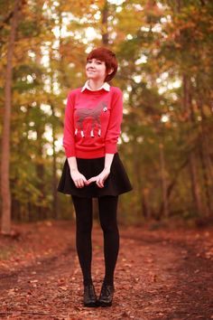 with my dino sweater? A Clothes Horse, Nerdy Outfits, Dress Cottagecore, Cottagecore Dress, Autumn Outfits, Style Photography, Tights Outfit, Indie Outfits