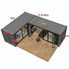 an image of a shipping container with measurements for the floor and walls, as well as its size