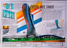 an architectural drawing of the capital and tower, as depicted in this article about architecture