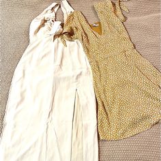 This Set Includes: - 1 Midi Dress, Brand New With Tag, Size S - 1 Skater Dress, Like New, Size Xxs Cream V-neck Sundress For Spring, Cream V-neck Sundress For Day Out, Cream V-neck Dress For Day Out, Cream Dress For Spring Brunch, Beige Fitted V-neck Sundress, Fitted Beige V-neck Sundress, Cream Dresses For Spring Date Night, Cream Dress For Date Night In Spring, Cream Dresses For Date Night In Spring