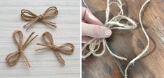 two pictures, one with twine and the other with rope