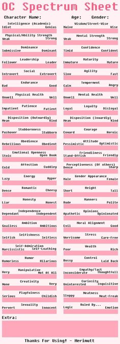 a pink and white poster with the names of different types of items in front of it