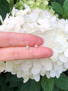 925 Sterling Silver Cz Cross Stud Earrings - Metal: 925 Sterling Silver (Finish: Gold Plated) - Stone: Clear Cubic Zirconia, Round, Prong - Shape: Cross - Dimension: 5mm(0.20 in) x 4mm x 1mm, Thickness 1.1mm (Please note that the cross is VERY TINY/Dainty.) - Closure: Post at Upper Top, Push Back - Color: Gold Studs For Men, Cross Stud Earrings, Cross Earrings Studs, Tiny Cross, Studs Gold, Earrings Metal, Earrings Sterling Silver, Sterling Silver Earrings Studs, Jewelry Earrings Studs