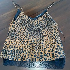 Flattering And Instyle! Never Worn Cheetah Tank Top With Lace Trim And Adjustable Straps Spring Leopard Print Camisole Top, Leopard Print Camisole Top For Spring, Leopard Print Cami Top For Spring, Chic Leopard Print Cami Top, Casual Leopard Print Camisole Top, Trendy Zara Leopard Print Tops, Top With Lace Trim, Tank Top With Lace, Blouse Tank Top