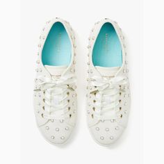 Bye, Bye, Basic White Tennis Shoes. We Couldn't Help But To Give This Pair A Decadent Finishing Touch: Pearls! Canvas With Faux Pearl Appliqus Lining: Cotton Twill Lace-Up Closure Imported Style No. K8612 Sold Out On Kate Spade's Website, Https://Www.Katespade.Com/Products/Match-Pearls-Sneakers/K8612.Html I Bought These To Wear For My Wedding But Decided To Change Gears And Go For A Pop Of Color Instead. Never Worn, New In Box! Kate Spade Lace-up Sneakers With Branded Insole, Kate Spade White Low-top Sneakers, Kate Spade White Sneakers For Spring, Kate Spade Casual Low-top Sneakers, White Kate Spade Sneakers For Spring, Kate Spade Glitter Keds, Pearl Sneakers, Glitter Tennis Shoes, Kate Spade Sneakers