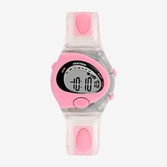 Number of Batteries: 1Features: Chronograph, Alarm, Adjustable, Quick ShipBattery Type: Lithium CellsJewelry Closure: BucklePower Source: Battery (included)Watch Movement: QuartzWater Resistance: 50mBand Color: PinkDial Color: GrayCase Width: 33mmWatch Band Length: 6 3/4 InchBand Content: ResinCase Materials: 100% PlasticBattery Size: Cr2025Care: Wipe CleanCountry of Origin: Imported Watches With Stopwatch And Round Dial, Adjustable Watches With Stopwatch And Round Dial, Adjustable Pink Analog Watches, Adjustable Digital Watch With Analog Display, Pink Analog Watches, Pink Adjustable Watch With Round Dial, Pink Adjustable Watch, Pink Analog Watch Accessories With Round Dial, Pink Analog Watch With Round Dial