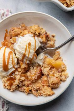 a bowl filled with fruit and ice cream