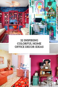 colorful home office decor ideas that are easy to do in the living room or bedroom