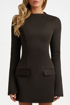 Buy Black long sleeve a line pocket mini dress for only $208.00 at HEIRESS BEVERLY HILLS! Heiress Beverly Hills, Instagram Review, High End Fashion, Fashion Luxury, Xl Dress, Slow Fashion, Dresses Xs, Black Long Sleeve, Beverly Hills