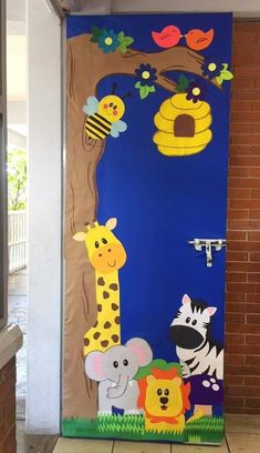 a door decorated with animals and trees