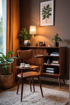 Discover 10 stylish Mid-Century Modern coffee corner ideas to add retro charm to your home. This pin features one image showcasing vibrant colors and clean lines perfect for your coffee space. Nook Inspiration, Coffee Nook, Minimalist Tables, Sleek Furniture, Coffee Corner, Spacious Kitchens, Retro Lighting, Coffee Enthusiast, Coffee Routine