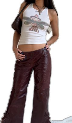 Low Rise Leather Pants, Flower Cut Out, Scarf Belt, Unique Flower, Red Maroon, Unique Flowers, Upcycled Vintage, Merlot, Deep Red