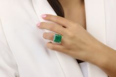 A birthstone jewelry from Anemone's that features a vivid Green Onyx set in 14k rose gold-filled prongs and double ring band. This Green Onyx ring is a showcase of simplicity and elegance and its gemstone is a stone to soothe your worries. A green ring that you and your loved one will surely treasure. ☛ 𝒜𝐵𝒞 - Add Engraving - https://etsy.me/2ZSRjhu ☛ Ring size - Select the size you would like from the drop down menu ♥ Gemstone Type - Green Onyx ♥ Gemstone Size - 16x16mm ♥ Gemstone Cut - Facet Green Gemstone Jewelry With Princess Cut, Green Gemstone Jewelry Princess Cut, Green Princess Cut Emerald Ring As Gift, Green Princess Cut Gemstone Jewelry, Square Cut Green Emerald Ring Gift, Emerald Green Ring, Square Stone Ring, Ring Square, Green Ring