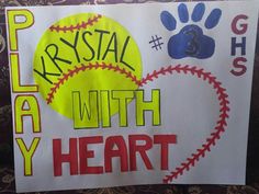 a sign that says, kristal with heart and handprints on the back