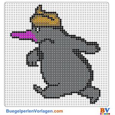 a cartoon character with a crown on it's head and legs, in the shape of a cross stitch pattern