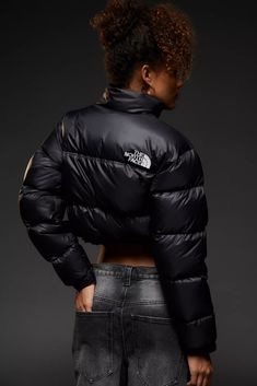 The North Face Nuptse Cropped Puffer Jacket | Urban Outfitters The North Face Cropped Jacket, Cropped North Face Jacket, North Face Cropped Puffer, Cropped Puffer Jacket Outfit, North Face Puffer Jacket Outfit, Crop Puffer Jacket, Puffy Jacket Women, The North Face Puffer Jacket, Jacket Silhouette