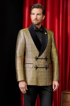 This tan royal tuxedo for men or women is filled with a modern design that complements the luxury details. This tuxedo is amazing for black tie events, weddings and other formal evening events. FREE SHIPPING ON ORDERS OVER $199 COLOR Gold COMPOSITION N/A YARN COUNT N/A WEIGHT 290g FABRIC STYLE Jacquard OCCASION Wedding/Gala Royal Tuxedo, Black Tie Events, Luxury Details, Tuxedo For Men, Black Tie Event, Cuffed Pants, Suit Style, Double Breasted Suit, Straight Pants