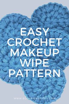 the easy crochet make up pattern is shown in blue and has two hearts on it