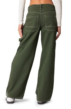 A more minimalist take on the utility trend, these nonstretch carpenter jeans feature a low-rise waist, straight legs and a cool earthy wash. Zip fly with button closure Five-pocket style 100% cotton Machine wash, dry flat Imported Jeans Pacsun, My Mobile Number, Girl Closet, Green Jeans, Carpenter Jeans, Party Tops, Basic Tee, Denim Fabric, S Models