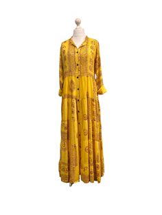 Festival Stall LTD Boho festival Clothing Yellow Maxi Dress Boho hippy festival style, Om print, Yoga Floaty LONG UK 8 - 14 Hippy Festival, Maxi Dress Boho, Om Yoga, Yoga Prints, Yellow Maxi Dress, Yellow Maxi, Festival Style, Hippie Festival, Dress Boho