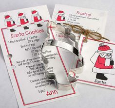 Santa Cookie Cutter  By Ann Clark, LTD(One) Tin cookie cutter with sturdy tin handle and colorful recipe card.  each card includes a recipe for cookies and frosting.  Size 5 1/4" H Made in the USA! Please email me if you have any questions. We want you to be happy with your purchase. If you have any problems, please contact us right away so that we can make it right. If you are purchasing multiple items we are happy to combine shipping, please don’t pay until we send you a combined invoice. Santa Cookie, Hat Cookies, Desserts Snacks, Christmas Sprinkles, Candy Sprinkles, Sugar Cookie Frosting, Christmas Tree Cookies, Butter Frosting, Santa Cookies