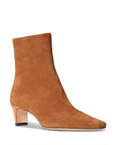 Staud Women's Wally Pointed Toe Ankle Boots Classic Suede Closed-toe Boots, Brown Pointed Toe Boots With Stitched Sole, Tan Pointed Toe Ankle Boots, Burgundy Leather Sole Pointed Toe Boots, Brown Square-toe Heeled Boots With Padded Heel, Square Toe Ankle Boots, Tan Ankle Boots, Only Shoes, Ankle Boot