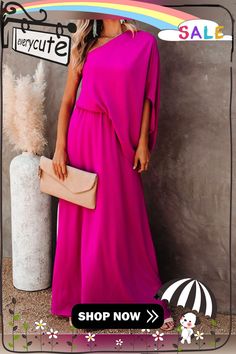 One-shoulder Solid Split Side Maxi Dress P13797 Dresses By Length, Long Maxi Dress, Women's Fashion Dresses, One Shoulder, Long Dress, Shop Now, Fashion Dresses, Maxi Dress, Dresses