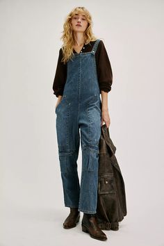 OneTeaspoon Heroes Jumpsuit | Free People Blue Fits, Jumpsuit Fashion, Moto Boots, Off Duty, Denim Wash, Boho Outfits, Pocket Pouch, Layering, Free People