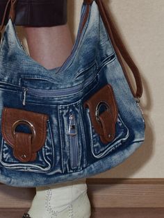 Vintage Style Premium Wash Denim Shoulder Bag Large Capacity Denim Shoulder Bag, Denim Blue Shoulder Bag With Pockets For On-the-go, Large Capacity Dark Wash Denim Shoulder Bag, Large Capacity Denim Shoulder Bag In Dark Wash, Denim Shoulder Bag In Dark Wash With Large Capacity, Denim Blue Denim Hobo Bag For Daily Use, Denim Blue Travel Shoulder Bag, Everyday Denim Blue Shoulder Bag, Denim Blue Denim Bag With Zipper Pocket