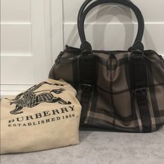 Gently Used 3 Compartments Inside - One Middle With Zipper Dust Bag Included Burberry Giant Tote, Burberry Bridle Bag, Burberry Check Tote Bag, Burberry Nova Check Bag, Burberry Shoulder Bag Mytheresa.com, Selling On Poshmark, Burberry Bag, Free Items, Luxury Items