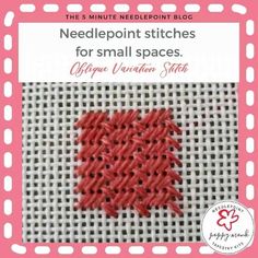 the needlepoint stitches for small spaces are red and white, on a pink background