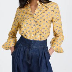 Sold Out Style.. So Cute For Any Season! Can Be Dressed Up Or With Jeans. Wear It Over Your Bathing Suit As A Coverup. Such A Unique Piece. Garden Rose Poplin Shirt From Tory Burch Featuring Yellow, Cotton, All-Over Floral Print, Long Collar, Front Button Placket, Long Sleeves, Buttoned-Cuff Sleeves And Straight Hem. Elegant Yellow Top With Floral Print, Elegant Yellow Tops With Floral Print, Elegant Yellow Summer Shirt, Yellow Floral Print Blouse For Work, Classic Yellow Summer Blouse, Yellow Floral Print Top For Work, Classic Yellow Blouse, Classic Yellow Blouse For Spring, Elegant Collared Yellow Tops