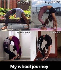 three different pictures with the same woman doing yoga