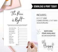 the price is right printable wedding game