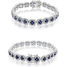 Roman & Jules 18K White Gold Cushion Sapphire Bracelet with 2.85 Carat Round Diamonds and 10.00 Carat Sapphire Total Weight Gold Cushions, White Gold Bracelet, Sapphire Bracelet, Prong Setting, Round Diamonds, Blue Sapphire, Gold Bracelet, Sapphire, Fine Jewelry