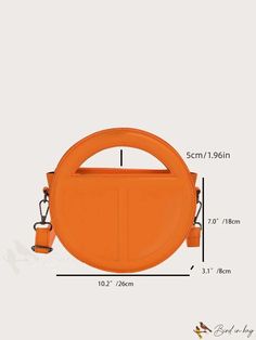 BirdinBag - Textured Round Handbag: Stylish and Versatile Shoulder Bag with Personality School Crossbody Satchel With Detachable Handle, Orange Double Handle Shoulder Bag For Errands, Orange Handheld Travel Bag, Casual Orange Handheld Bag, School Satchel Tote With Detachable Handle, Modern Orange Crossbody Bag, Orange Bag With Removable Pouch For Errands, Orange Handheld Shoulder Bag For Daily Use, Orange Double Handle Bag For Errands