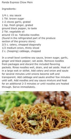 an image of noodles and broccoli on a plate with the recipe below it