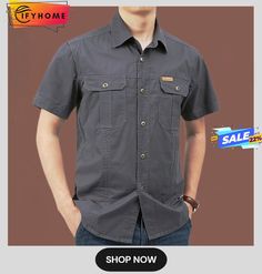 Men's Work Shirt Button Up Shirt Summer Shirt Casual Shirt Black Red Green Khaki Army Green Short Sleeve Plain Lapel Outdoor Work Pocket Clothing Apparel Stylish Business Comfort Leisure Mens Work Shirts, Army Green Shorts, Work Shorts, Work Shirt, Green And Khaki, Shirt Button, Clothing Apparel, Work Shirts, Casual Shirt