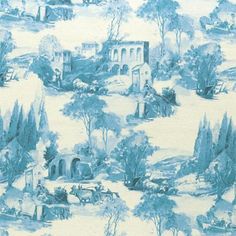 an old fashioned wallpaper with trees and buildings