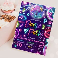 a disco themed birthday party with cupcakes and cake