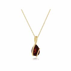 A contemporary single stone design pendant crafted from 9ct yellow gold set with a large pear shaped garnet gemstone wrapped with two strands of 9ct yellow goldThis pendant comes with a matching 9ct yellow gold chain.Garnet Information: Number of Stones: 1 Stone Shape: Pear Stone Size: 10x7mm Carat Weight: 1.86ct Natural/Created: Natural Mined Stone birthstone: January | Zodiac: Aquarius | Wedding Anniversaries: 2nd Aquarius Wedding, January Zodiac, Zodiac Aquarius, Garnet Heart, Garnet Gem, Garnet Pendant, Garnet Jewelry, Yellow Gold Setting, January Birthstone