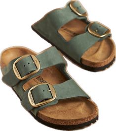 Casual Slides With Buckle Closure Made Of Cork, Casual Cork Double Strap Footbed Sandals, Classic Slip-on Footbed Sandals With Cork-bed Midsoles, Casual Cork Footbed Sandals With Buckle Closure, Slip-on Sandals With Buckle Closure And Cork Material, Casual Double Strap Footbed Sandals With Leather Sole, Birkenstock Arizona Big Buckle, Arizona Big Buckle, Birkenstock Arizona