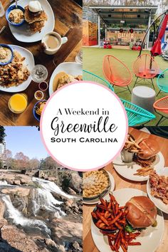 a collage of photos with the words a weekend in greenville, south carolina