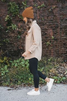 Cozy Shirt Jacket curated on LTK Casual Outfits Leggings Fall, Fall Outfits Tennessee, Fall Airforce 1 Outfit, Cream Fleece Shacket Outfit, Brown Leggings Outfit Work, Shacket Outfit With Leggings, Blush Pink Shirt Outfit, Comfy Shacket Outfits, Comfy Shopping Outfit Fall