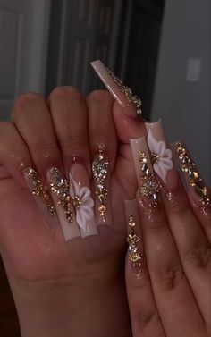 Champagne Nails, Gold Acrylic Nails, Milky Nails, Girl Nails, Gold Nail