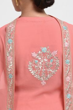 Pitten Work Suits, Georgette Suit, Suit With Dupatta, Summer Products, Carnation Pink, Hand Embroidery Dress