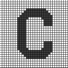 a cross stitch pattern with the letter c in black and white, as well as an outline