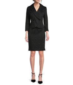 From Nipon Boutique&#x2C; this 2-piece jacket skirt set features:Jacket:Shawl collar necklineLong sleevesLined Button front closureApprox. 20" in lengthPolyester/elastane dry clean onlySkirt:Pencil silhouette LinedZipper back closure Approx. 22" in lengthPolyester/elastane Dry clean onlyImported. Pencil Silhouette, Office Attire, Weekend Wear, Staple Pieces, Everyday Wardrobe, Shawl Collar, Chic Dress, Powerful Women, Get Dressed