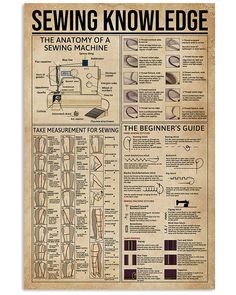 an old sewing poster with instructions on how to sew